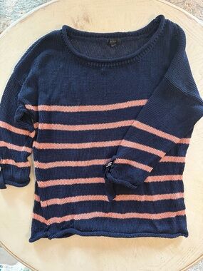 mine Navy & Pink Striped Scoop-Neck Sweater